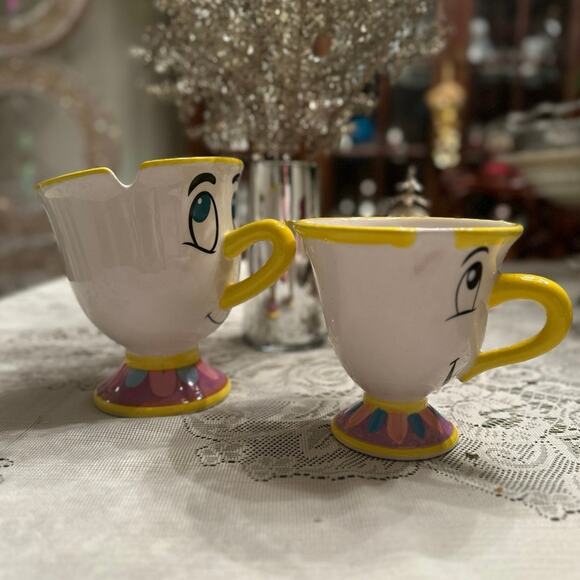Set of 2 Disney Beauty & The Beast 3-D CHIP Collectible Cup / Mug 5.5” & 4.5” - Picture 2 of 14